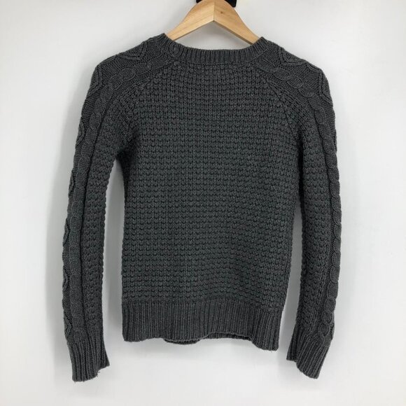 Zara Charcoal Grey Cable Knit Long Sleeve Crew Neck Raglan stitch Sweater size S - Picture 2 of 16